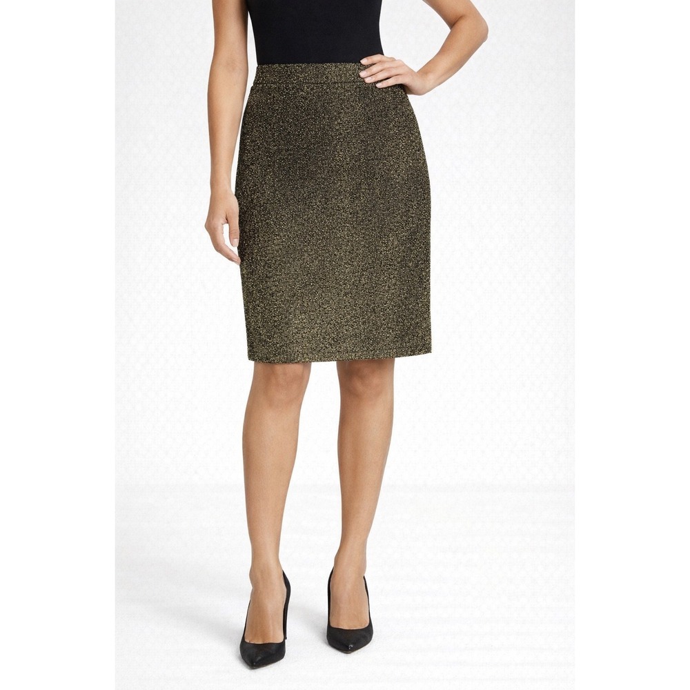 NWT Michael Kors Black & Gold Shimmer Pencil Skirt – Size M